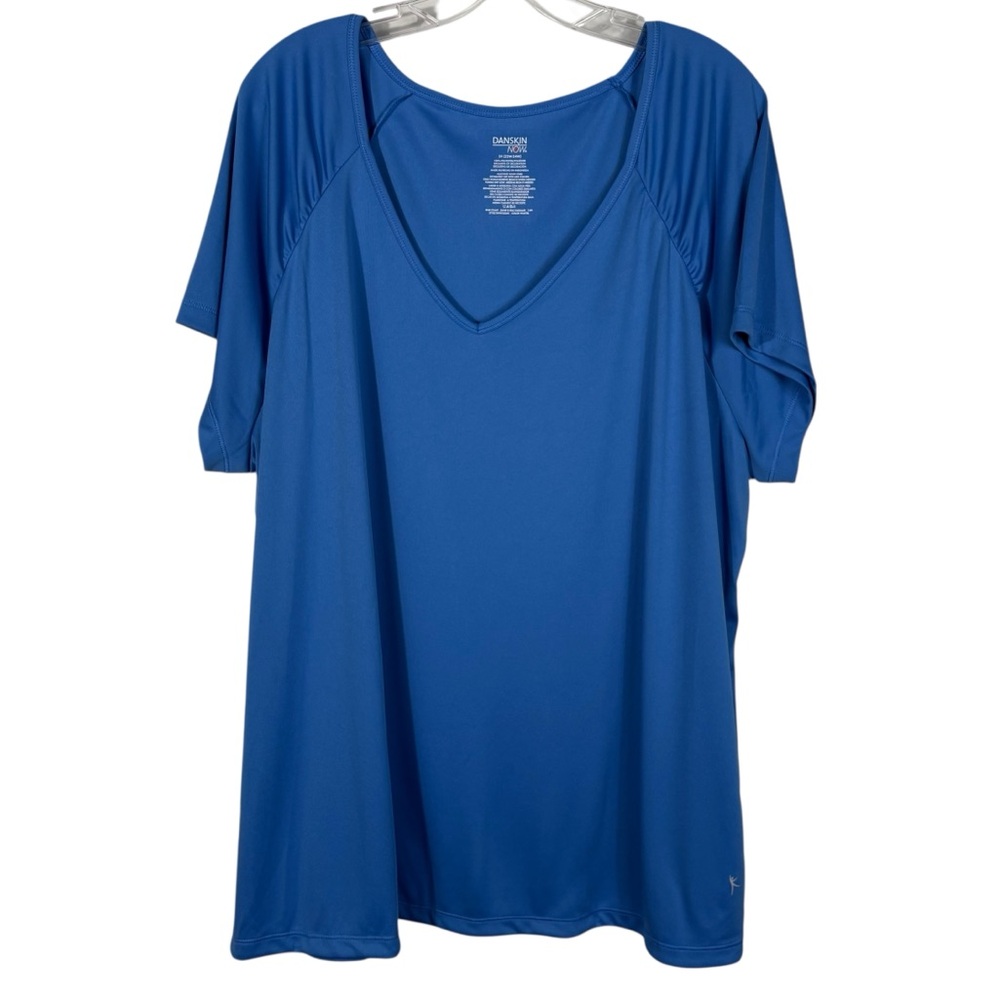 Danskin Now Dri-More Blue Breathable Athletic Short Sleeve Tee Plus Size 3X 22W
